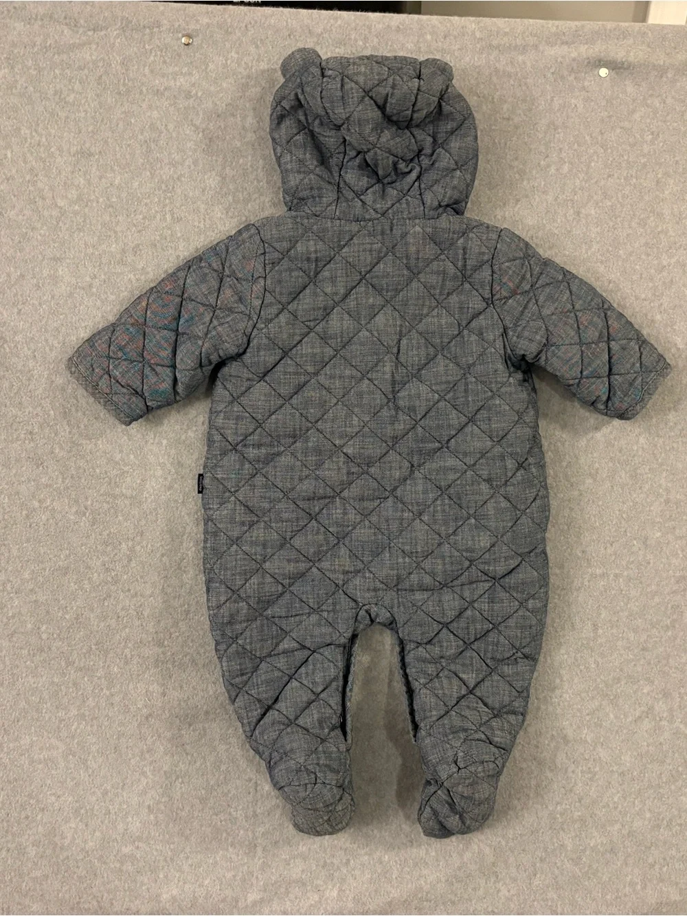Baby Gap NWT Quilted Chambray Bear Ear Bunting Snowsuit Sz 3-6M